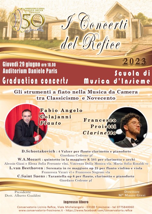 Concerto "Gli strumenti a fiato nella Musica da Camera tra Classicismo e Novecento"