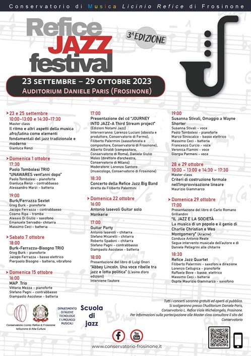 REFICE JAZZ FESTIVAL 2023 locandina