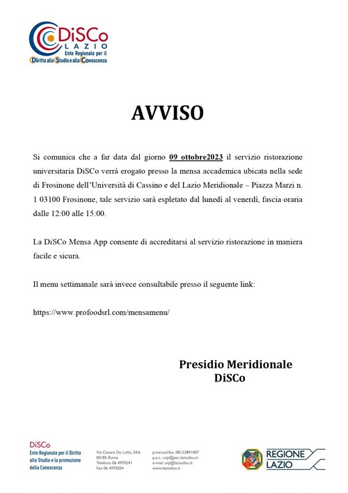 Avviso Mensa