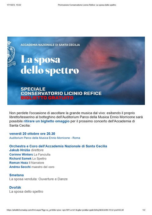 Accademia Nazionale di Santa Cecilia "La sposa dello spettro"