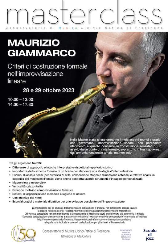 Masterclass "Maurizio Giammarco criteri di costruzione formale nell'improvvisazione lineare"