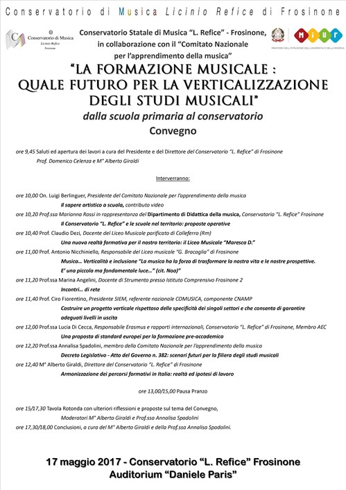 La Formazione Musicale : Quale Futuro Per La Verticalizzazione Degli Studi Musicali