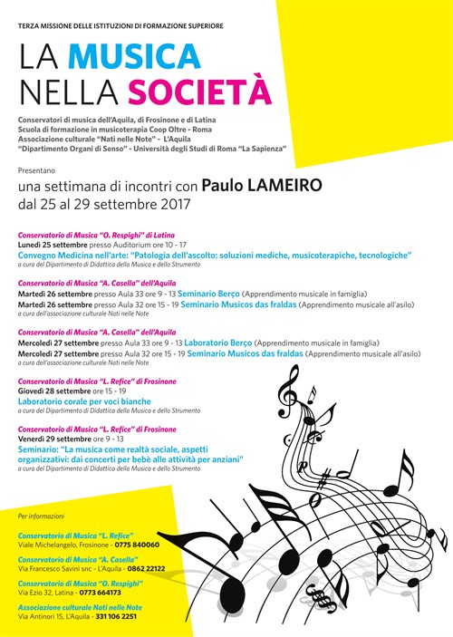 La musica nella società lunedì 25 settembre 2017