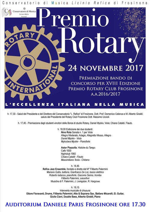 Premiazione bando di  concorso per XVIII Edizione Premio Rotary Club Frosinone a.a.2016/2017