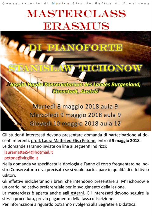 Msterclass Erasmus di Pianoforte M°S.Tichonow