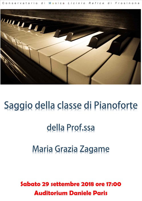 Saggio di classe di Pianoforte docente Prof.ssa M.G.Zagame