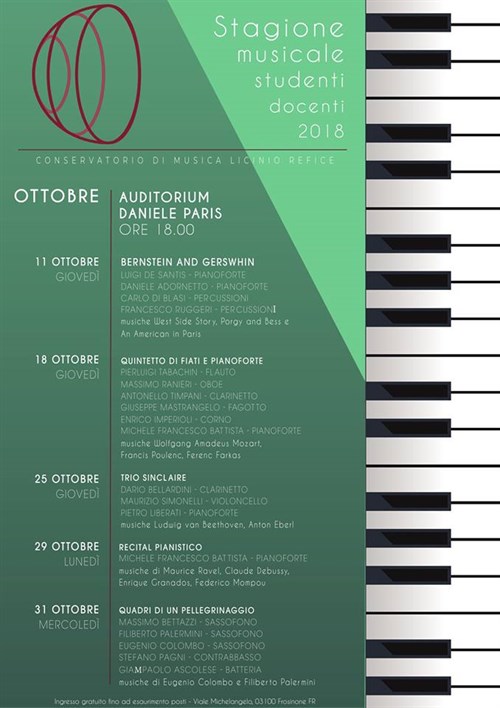Concerti d'autunno, Stagione studenti docenti Conservatorio L. Refice