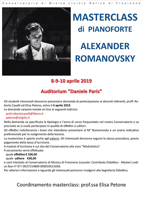 ALEXANDER ROMANOVSKY Masterclass di  PIANOFORTE