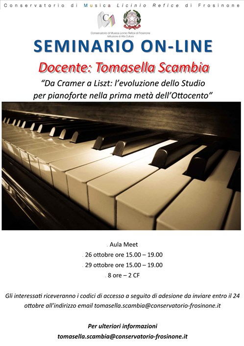 Seminario "Da Cramer a Liszt: l’evoluzione dello Studio per pianoforte nella prima metà dell’Ottocento”