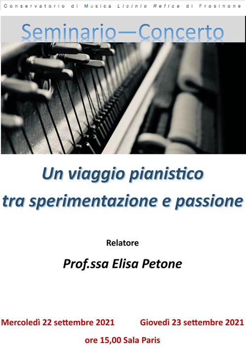 Seminario-Concerto "Un viaggio pianistico tra sperimentazione e passione"