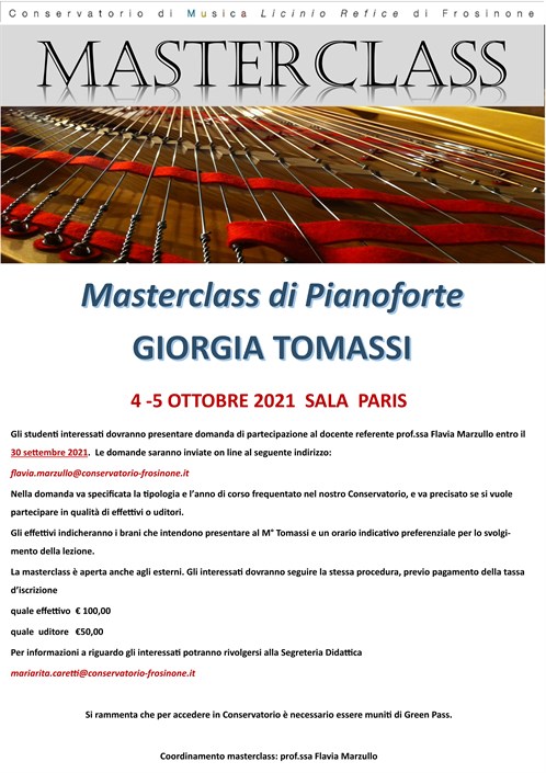 Masterclass di Pianoforte Giorgia Tomassi